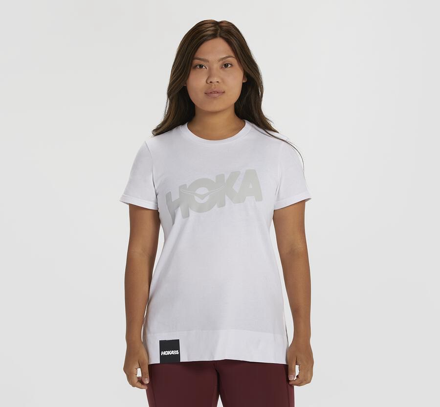 Tee Womens - Hoka One One Brand - White - HCAOBNS-38